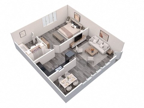 Floor plan for 1 bed, 1 bath, 450 sqft